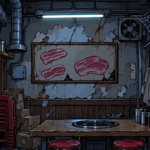 「살려라 고깃집」 가게 안 · 처음
