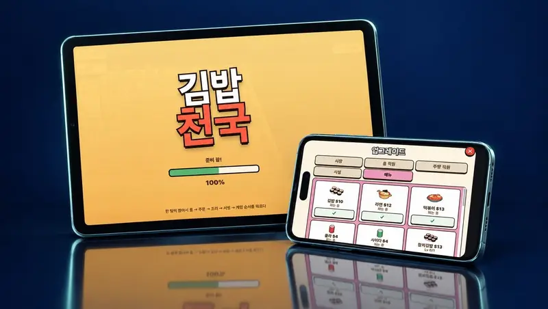 분식집 운영 게임 「김밥천국」 화면 2